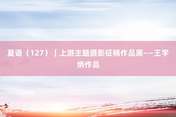 夏语（127）｜上游主题摄影征稿作品展——王学炳作品