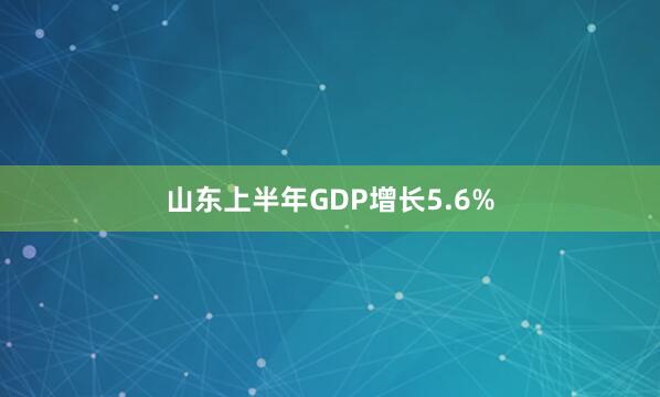 山东上半年GDP增长5.6%