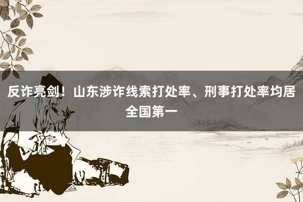 反诈亮剑！山东涉诈线索打处率、刑事打处率均居全国第一