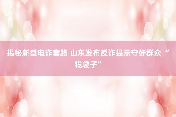 揭秘新型电诈套路 山东发布反诈提示守好群众 “钱袋子”