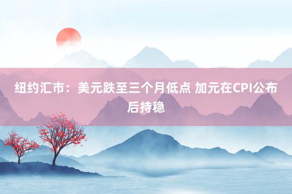 纽约汇市：美元跌至三个月低点 加元在CPI公布后持稳