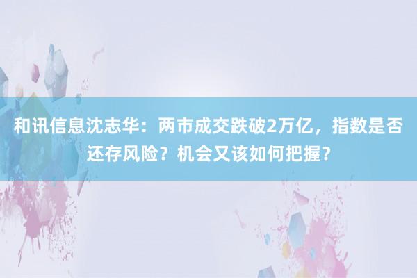 和讯信息沈志华：两市成交跌破2万亿，指数是否还存风险？机会又该如何把握？