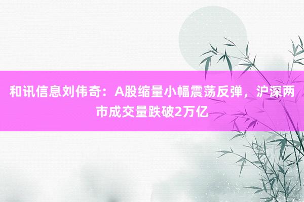 和讯信息刘伟奇：A股缩量小幅震荡反弹，沪深两市成交量跌破2万亿