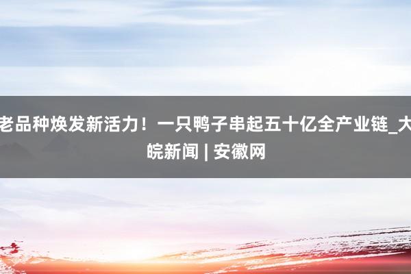 老品种焕发新活力！一只鸭子串起五十亿全产业链_大皖新闻 | 安徽网