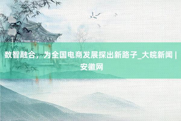 数智融合，为全国电商发展探出新路子_大皖新闻 | 安徽网