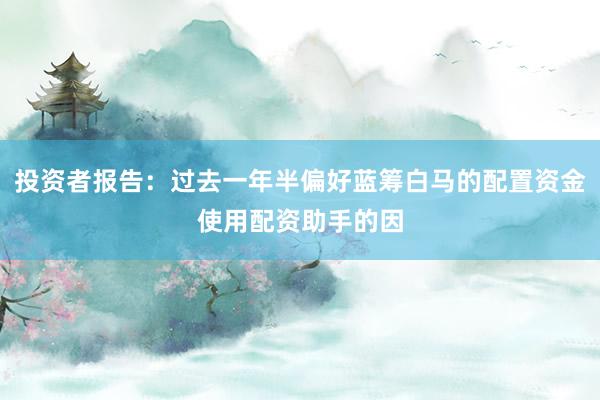 投资者报告：过去一年半偏好蓝筹白马的配置资金使用配资助手的因