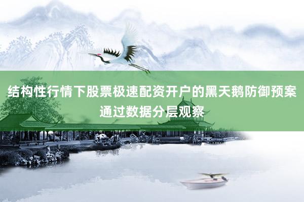 结构性行情下股票极速配资开户的黑天鹅防御预案通过数据分层观察