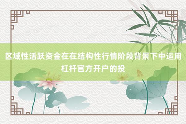 区域性活跃资金在在结构性行情阶段背景下中运用杠杆官方开户的投