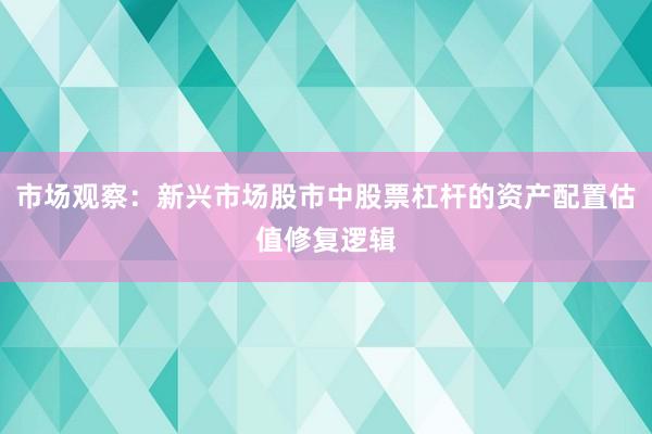 市场观察：新兴市场股市中股票杠杆的资产配置估值修复逻辑