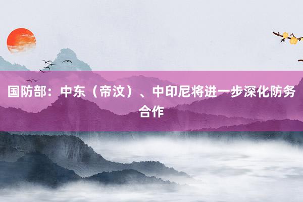 国防部：中东（帝汶）、中印尼将进一步深化防务合作