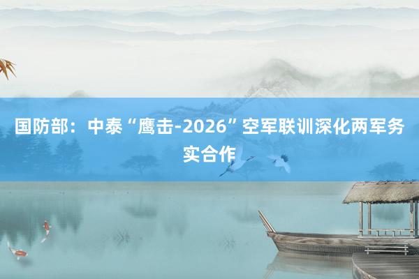 国防部：中泰“鹰击-2026”空军联训深化两军务实合作