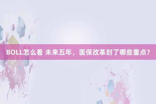 BOLL怎么看 未来五年，医保改革划了哪些重点？