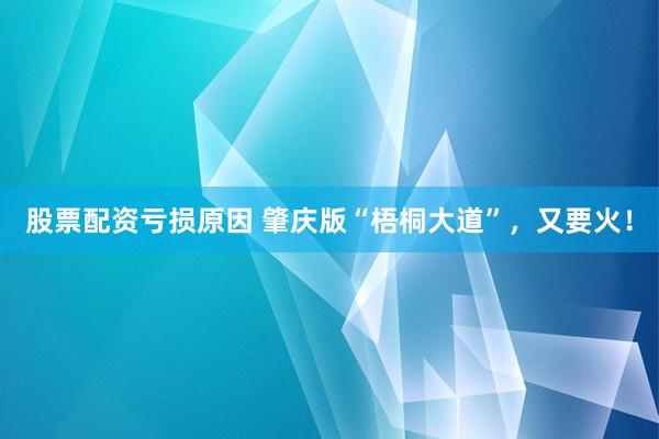 股票配资亏损原因 肇庆版“梧桐大道”,又要火!