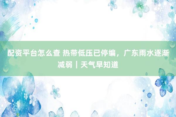 配资平台怎么查 热带低压已停编，广东雨水逐渐减弱｜天气早知道