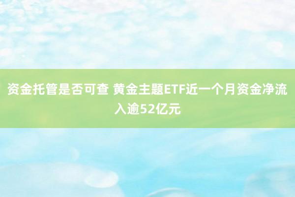 资金托管是否可查 黄金主题ETF近一个月资金净流入逾52亿元