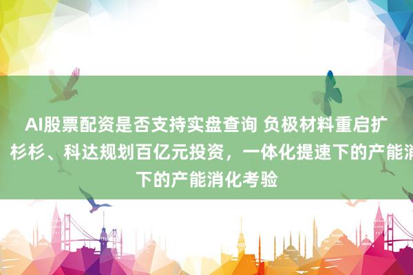 AI股票配资是否支持实盘查询 负极材料重启扩产周期，杉杉、科达规划百亿元投资，一体化提速下的产能消化考验