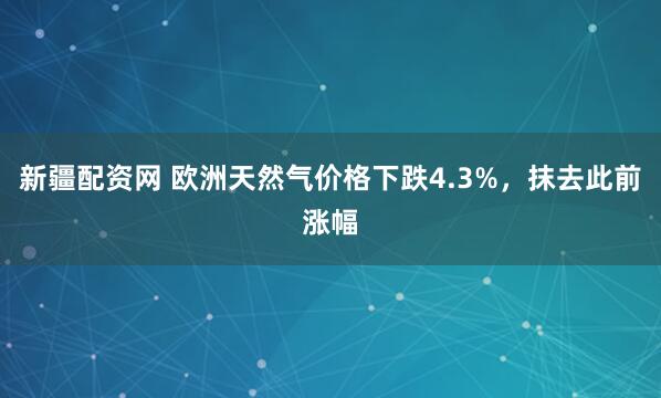 新疆配资网 欧洲天然气价格下跌4.3%,抹去此前涨幅